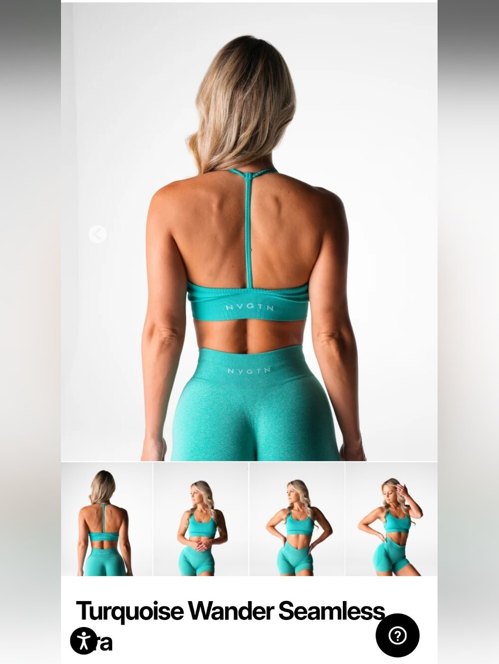 NVGTN Ribbed Racerback Sports Bralette in Teal - Picture 5 of 5